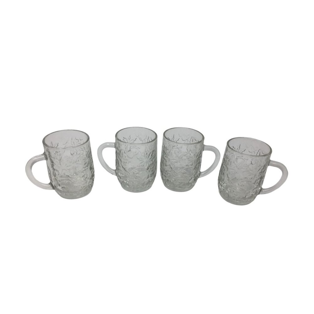 Vintage Set of 4 Princess House Fantasia Clear Glass Coffee Cup Mugs